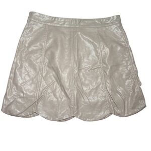 HYFVE Tan faux Leather scalloped hem mini skirt L